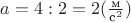 $a = 4 : 2 = 2 (\frac {\text{м}}{\text{с}^2})$