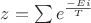 $z=\sum{e^\frac{-Ei}{T}}$