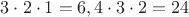 $3\cdot 2\cdot1=6, 4\cdot3\cdot2=24$