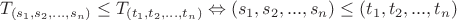 $$T_{(s_1,s_2,...,s_n)} \leq T_{(t_1,t_2,...,t_n)} \Leftrightarrow (s_1,s_2,...,s_n)\leq (t_1,t_2,...,t_n)$$
