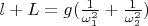 $l+L=g(\frac {1}{\omega _1^2}+\frac {1}{\omega _2^2})$