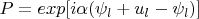 $P=exp[i\alpha(\psi_l+u_l-\psi_l)] $