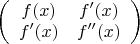$\left( \begin{array}{cc} f(x) & f'(x) \\
f'(x) & f''(x) \end{array} \right)$