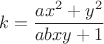 $$k=\frac{ax^2+y^2}{abxy+1}$$