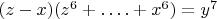 $(z-x)(z^6 +&hellip;.+x^6)=y^7$