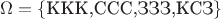 $\Omega=\{\text{ККК,ССС,ЗЗЗ,КСЗ}\}$