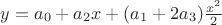 $y=a_0+a_2x+(a_1+2a_3)\frac{x^2}{2}$ $y=a_0+a_2x+(a_1+2a_3)\frac{x^2}{2}$