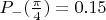 $P_-(\frac \pi 4) = 0.15$