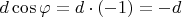 $d\cos\varphi=d\cdot(-1)=-d$