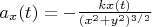 $a_x(t) = - \frac{ k x(t) }{(x^2+y^2)^{3/2} }$