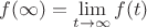 $f(\infty)=\lim\limits_{t\to \infty}^{}f(t)$