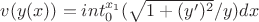 $v(y(x)) = int_0^{x_1}(\sqrt{1+(y')^2}/y)dx$