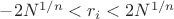 $-2N^{1/n}<r_i<2N^{1/n}$ $-2N^{1/n}<r_i<2N^{1/n}$