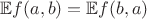 $\mathbb{E}f(a,b)=\mathbb{E}f(b,a)$