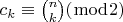 $c_k \equiv \binom{n}{k} (\bmod 2)$