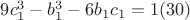 $9c_1^3 - b_1^3 - 6b_1 c_1 = 1(30)
$ $9c_1^3 - b_1^3 - 6b_1 c_1 = 1(30)
$
