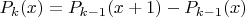 $P_k(x)=P_{k-1}(x+1)-P_{k-1}(x)$