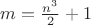 $m= \frac {n^3}2+1$