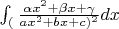 \int_(\frac{\alpha x^2+\beta x+\gamma}{ax^2+bx+c)^2}dx