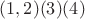 $(1,2)(3)(4)$