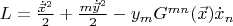 $L=\frac{\dot{\vec{x}}^2}{2}+\frac{m\dot{\vec{y}}^2}{2}-y_m G^{mn}(\vec{x})\dot{x}_n$