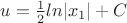 $u=\frac12ln|x_1|+C$