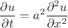 $$\frac{\partial u}{\partial t}=a^2\frac{\partial^2u}{\partial x^2}$$