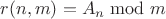 $r(n,m)=A_n \bmod{m}$