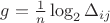 $g=\frac{1}{n}\log_2 \Delta_{ij}$