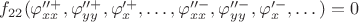 $f_{22}(\varphi''^+_{xx},\varphi''^+_{yy},\varphi'^+_{x},\dots,\varphi''^-_{xx},\varphi''^-_{yy},\varphi'^-_{x},\dots) = 0$