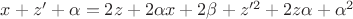 $x+z'+\alpha =2z+2\alpha x+2\beta+z'^2+2z\alpha+\alpha^2$