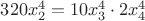 $320x_2^4=10x_3^4\cdot 2x_4^4$
