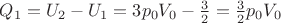 $Q_1=U_2-U_1=3p_0V_0-\frac{3}{2}=\frac{3}{2}p_0V_0$
