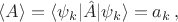 $\langle A \rangle = \langle \psi_k | \hat A | \psi_k \rangle =a_k \, ,$