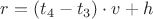 $r=(t_4-t_3) \cdot v + h$