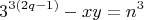 $$3^{3(2q-1)}-xy=n^3$$