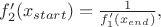 $f'_2(x_{start})=\frac{1}{f'_1(x_{end})},$
