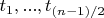 $t_1, ..., t_{(n-1)/2}$