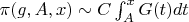 $\pi(g,A,x)\sim C\int_{A}^{x}{G(t)dt}$