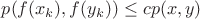 $p(f(x_k),f(y_k))\le cp(x,y)$