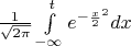 $\frac 1 {\sqrt{2\pi}} \int \limits_{-\infty}^{t}e^{-\frac {x} 2 ^2}dx$