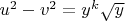 $u^2-v^2=y^k\sqrt y$