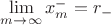 $\lim\limits_{m \to \infty} x_m^- = r_-$