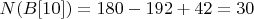 $N(B[10])=180-192+42=30$