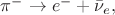 $\pi^-\to e^-+\bar{\nu}_e ,$