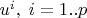 $u^i,\;i=1..p$
