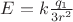 $\[E = k\frac{{{q_1}}}{{3{r^2}}}\]$
