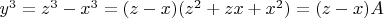 $y^3=z^3-x^3=(z-x)(z^2+zx+x^2)=(z-x)A$