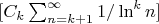 $[C_k\sum_{n=k+1}^{\infty}{1/ \ln^k n}]$
