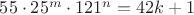$55\cdot25^m\cdot121^n=42k+1$
